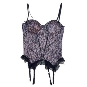 Victoria's Secret Black and Pink Lace Bustier